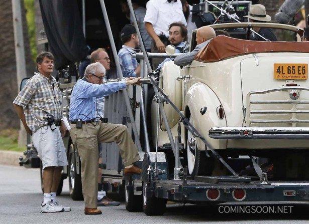 Exclusive... 51830164 Actors Jesse Eisenberg and Bruce Willis are spotted filming scenes in a classic car for an Untitled Woody Allen Project in Beverly Hills, California on August 21, 2015. This is the first time Allen has filmed a movie in Los Angeles since 1977's 'Annie Hall.' FameFlynet, Inc - Beverly Hills, CA, USA - +1 (818) 307-4813