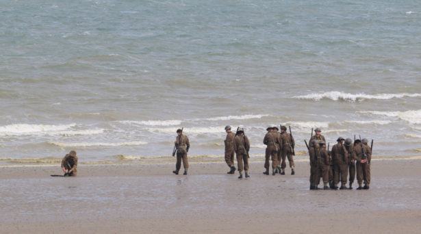 Filming takes place on the Christopher Nolan directed war movie 'Dunkirk' in the exact spot where, 76 years ago to this week, 100,000 soldiers were evacuated. During filming a number of locals were stopped from entering the beach with one person in a land yacht coming very close to driving straight across the set. Three warships circled off the coast adding to the war-like atmosphere while cast members held up cutouts of soldiers to create the illusion of more people in battle. Featuring: Atmosphere Where: Dunkirk, France When: 23 May 2016 Credit: WENN.com
