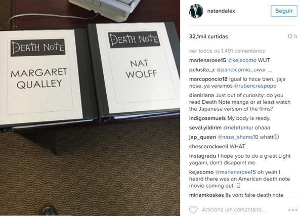 Nat Wolff posta foto de bastidor da adaptação do mangá/anime Death Note