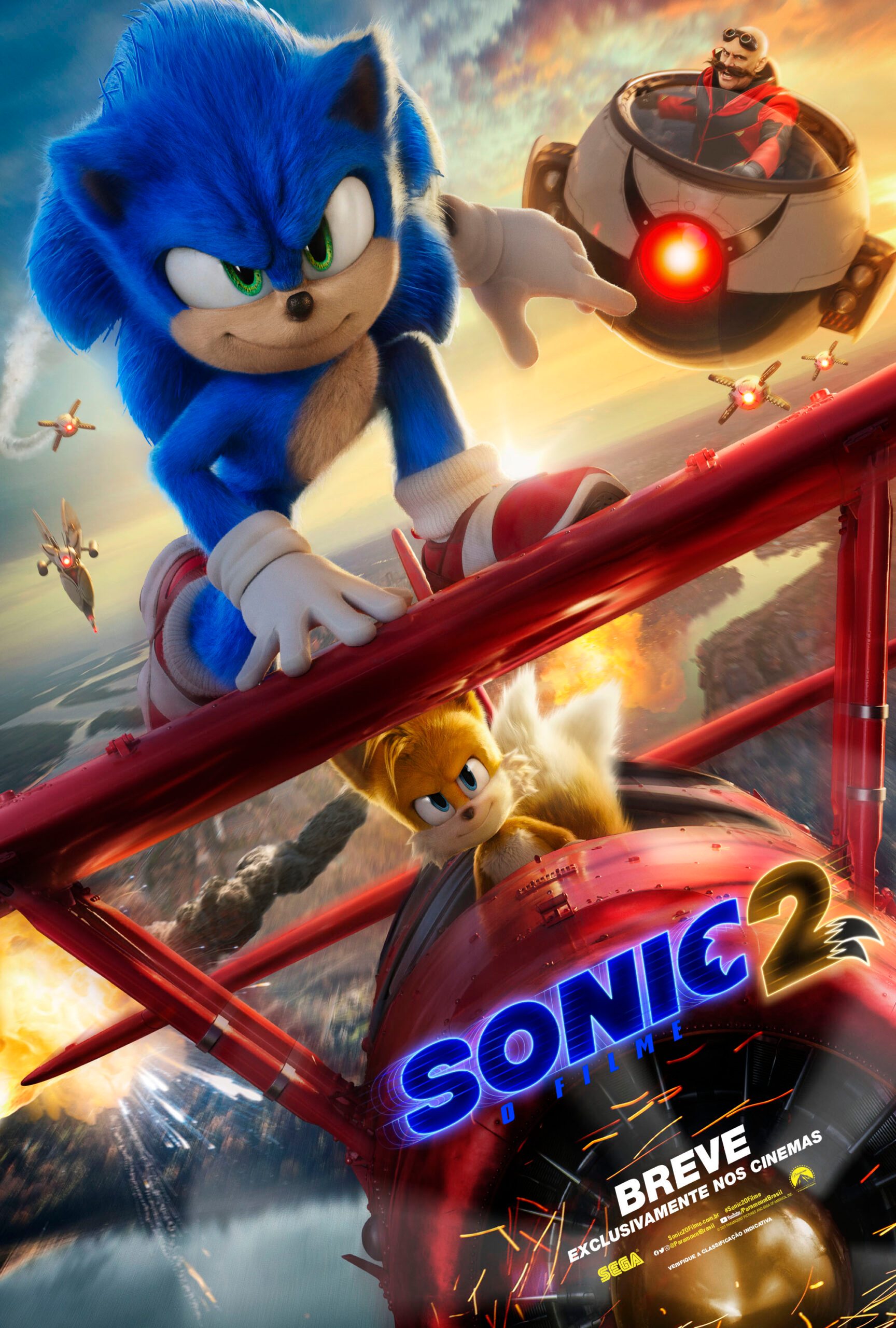 Sonic 2 destaca Knuckles, Tails e o ouriço azul em novo pôster; veja